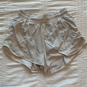 White Lululemon 4 inch Hotty Hot shorts